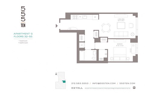 Floor plan for studio, 1 bath, 754 sqft